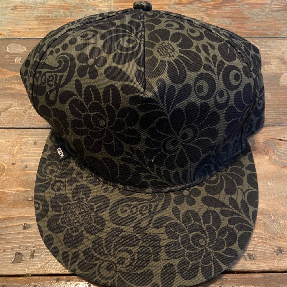 OBEY Propaganda Hat O/S Green & Black Floral Print